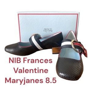 NIB Frances Valentine Katy Snake Printed Leather Maryjanes Size 8.5